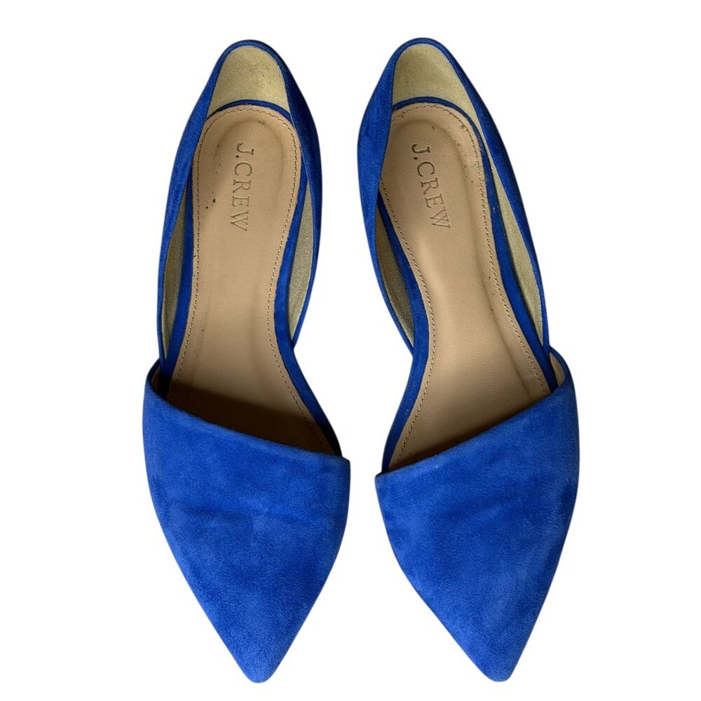 J Crew Sloan Suede D Orsay Flats Bright Grotto Pointed Toe Blue 6